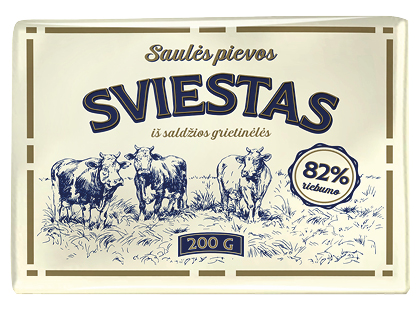 Saldžios grietinėlės sviestas SAULĖS PIEVOS*