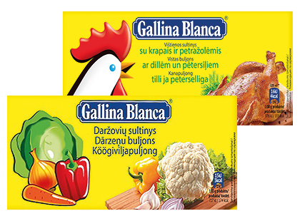 Daržovių; vištienos sultinio kubeliai GALLINA BLANCA*, 2 rūšių