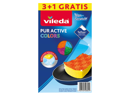 Šveičiančios indų kempinės VILEDA PUR ACTIVE COLORS*