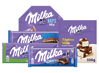 Šokolado plytelėms ir saldainiams dėžutėse MILKA*