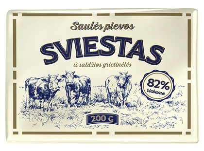 Saldžios grietinėlės sviestas SAULĖS PIEVOS*