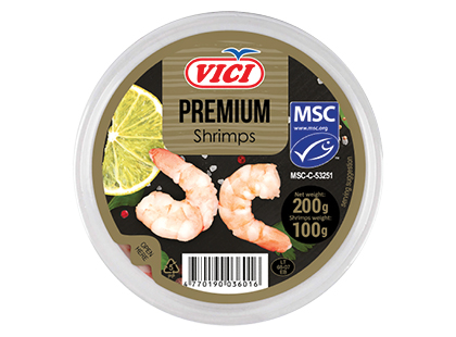Lukštentos krevetės sūryme VIČI PREMIUM*