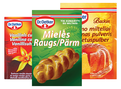 Mielės; vanilinis cukrus; kepimo milteliai DR. OETKER*