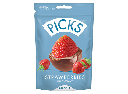 Liofilizuotos braškės PICKS pieniniame šokolade PERGALĖ*